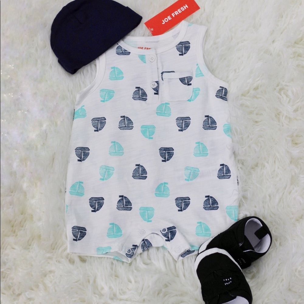 NWT Joe Fresh Color Blue Graphic Sailboat Romper - Picture 2 of 3